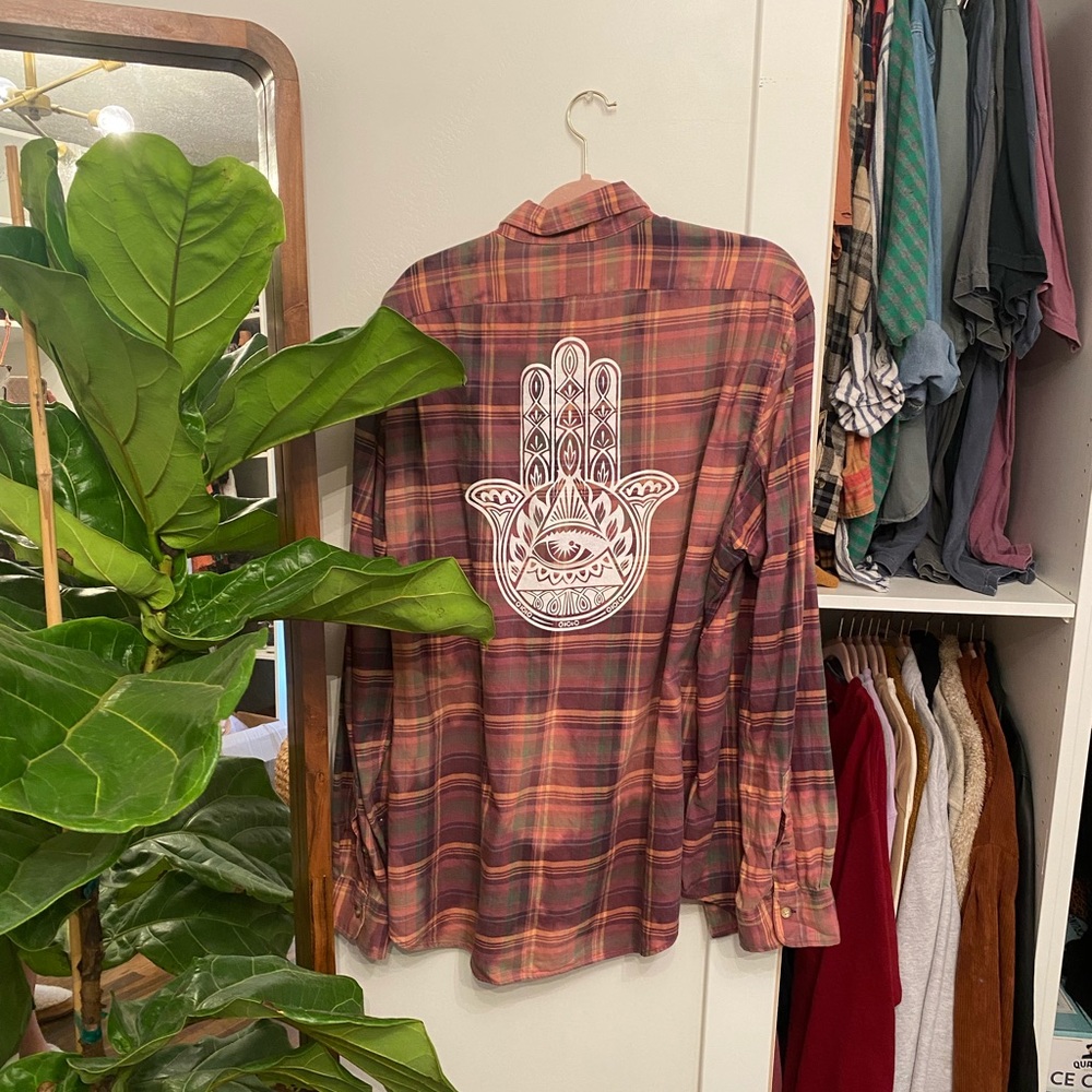 Vintage flannel with hamsa design